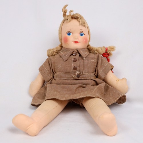 Vtg cloth doll brownie girl - cloth,