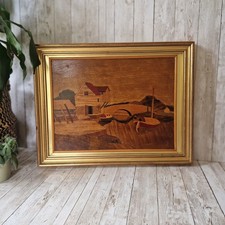 Vintage Wooden Marquetry Art