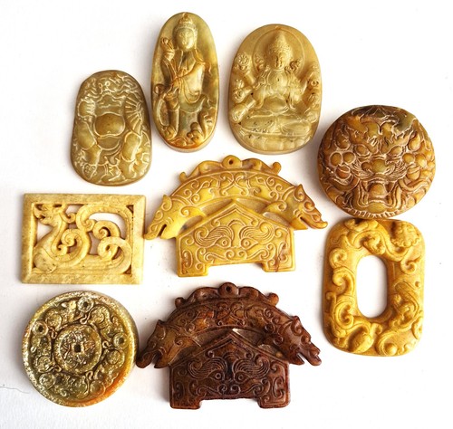 Collection nine carved - nine, jade