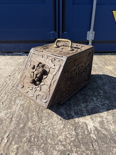 Antique coal scuttle wooden - antique,