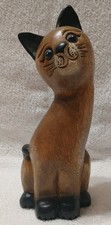 Carved Wooden Cat Figurine