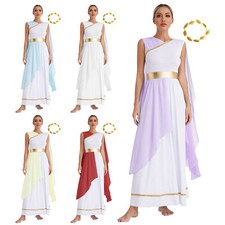 Womens Halloween Grecian Dresses Garland Headwear Costumes Stage Cosplay Party