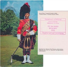 Postcard Drum Major Transvaal Scottish - Department Defence HQ South Africa