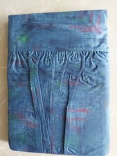 Single Bed Valance Sheet Deep Blue  Abstract Design 15inch Deep Frill Polycotton