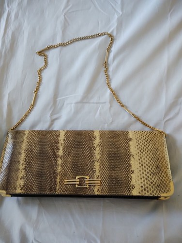 Vintage beige snakeskin clutch - vintage,