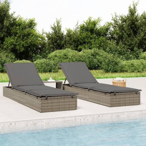Sunbed with cushion gray - 1, pc