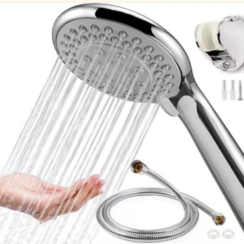 Chrome shower head - head, hose