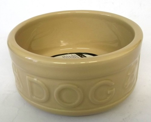Ceramic dog bowl embossed - bowl,