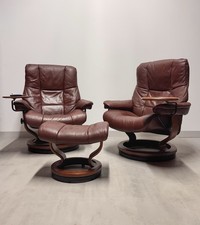Ekornes Stressless Mayfair Large Size Leather Recliner Chairs Pair
