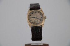 JW Benson 9k Solid Gold Tonneau Watch 1949 Manual Movement 29x33mm Leather St...
