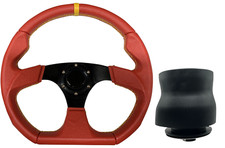 Red D1 350mm Steering Wheel + Boss Kit for VOLKSWAGEN VW T4 1996 - 2003