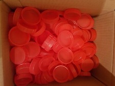 200 red plastic milk bottle tops lids caps (Kids Art craft school)
