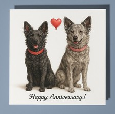 Mudi dogs - Happy  Anniversary Card - Personalised Dog card - Wife Husband