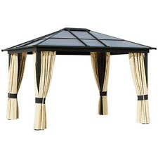 Outsunny 3x3.6m Garden Gazebo Tent w/ Magnet LED Solar Light Outdoor Sunshade