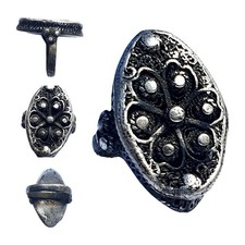 Rare Tudor Silver Rose Ring