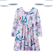 Ex Hanna Andersson Girl's Long Sleeve Frozen Theme Dress In Purple Mix