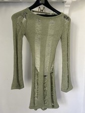 Jaded Khaki Umbra Knitted Laddered Dress Bnwt J2 Xs