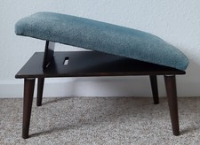 Vintage Wooden Adjustable Footstool Foot Rest - blue fabric. Parker Knoll? Gout
