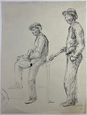 MAXIMILIEN LUCE, Ink & Pencil Drawing, Musicians, Signed, Circa 1920/30's.
