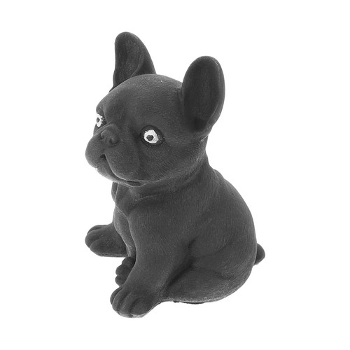 Lifelike black resin bulldog - black,
