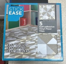 PACK OF 5 STICK EASE NEUTRAL GEOMETRIC SELF-ADHESIVE VINYL FLOOR TILES 305x305mm