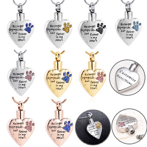 Paw print heart urn pendant - print,