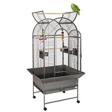 CORTES OPEN TOP PARROT CAGE MEDIUM PARROTS AFRICAN GREY AMAZONS ANTIQUE BLACK 