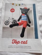 NATALIE BEARD TOP CAT CHIC FRENCH MOGGY 15" CUTE TOY CROCHET PATTERN SEE DESC