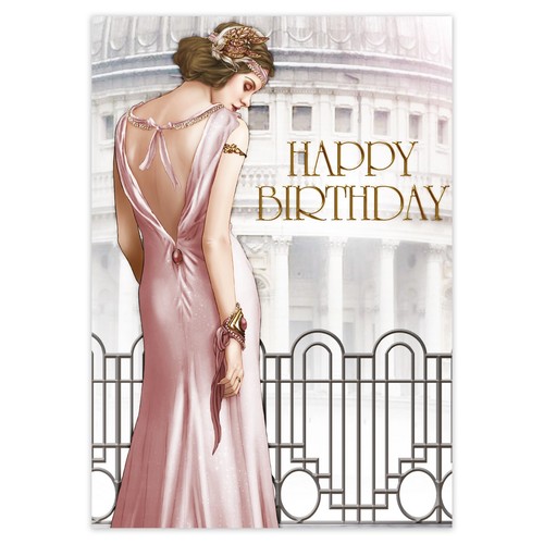 Art deco happy birthday - art,