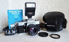 Vintage PRAKTICA MTL3 35mm film SLR camera kit with lens and extras
