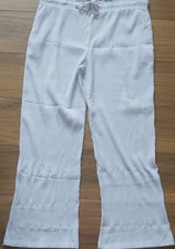 DAMART - WHITE - WIDE LEG CRINKLE - TEXTURED TROUSERS - PULL-ON - SIZE 22 - NEW