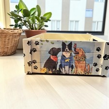 Dogs Themed Wooden Storage Crate / Gift Hamper Idea / Storage Box