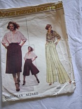 1970s Designer Vogue Sewing Pattern Christian Aujard Blouse Culottes Long Short