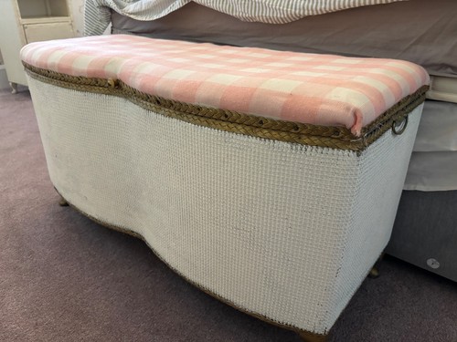 Vintage wicker ottoman blanket - vintage, ottoman/blanket