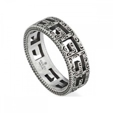 GUCCI G Cube 6mm Motif Aged Sterling Silver Ring (excellent condition with box)