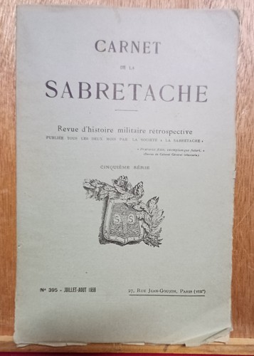 Carnet sabretache n 395 - de, la