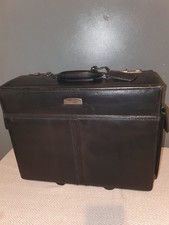 S. BABILA MILANO Black LEATHER Luggage Bag Case Holdall Suitcase Handle & Wheels