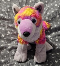 VERY RARE Wild Republic Neon Wolf Tiedye Wolf Plush 12" Soft Toy
