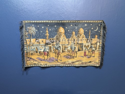 Vintage camel tapestry rug - camel,