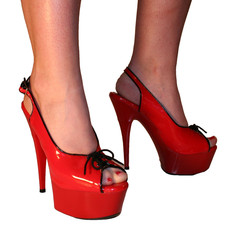 Red Black Peep Toe Shoes Black