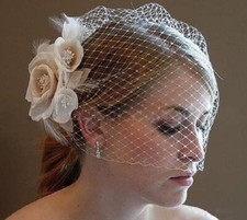 Face Veil Women Birdcage Face Veil Champagne Flower Fascinator Wedding Bridal