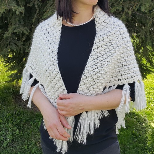 Crochet bridal pearl shawl - crochet,