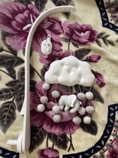 Mamas & Papas Welcome to The World Cloud and Elephant Musical Mobile Pom Poms