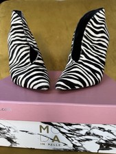 MODA IN PELLE Zebra Print Calf Hair V-Cut Shoe Boot Monochrome UK 6 39 BNIB NEW