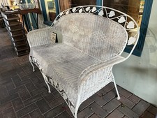 Vintage White Shabby Chic Two Seater Garden Conservatory Bench Seat Heavy Duty