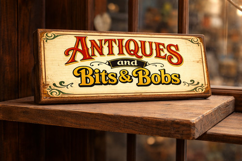 Antiques and bit bobs sign - bit, &
