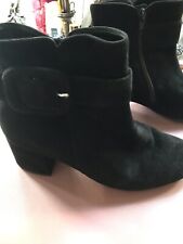 Gabor Ladies Black Suede Ankle Boots Size 4 Buckle Detail New Exc Cond Beautiful