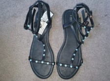 New with tags black with blue studs strappy sandals shoes women UK 8 stunning