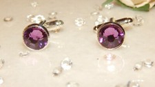 S/P Cufflinks & 10mm Amethyst Purple Faceted Resin Stones - Unisex - Formal Wear