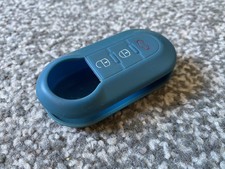 Blue Silicone key cover case shell Fiat 500 Punto Panda Bravo Ducato 3 button